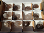 Polished Smokey Window Quartz Eggs x 12 From Madagascar - Toprock Gemstones and Minerals 