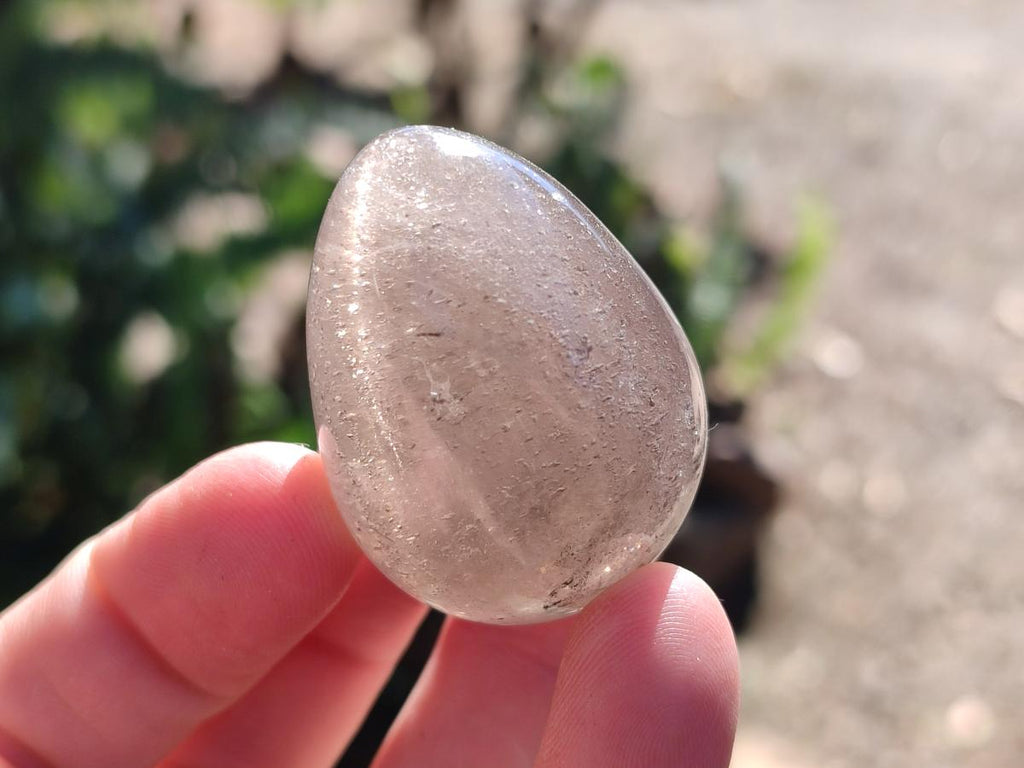 Polished Smokey Window Quartz Eggs x 12 From Madagascar - Toprock Gemstones and Minerals 