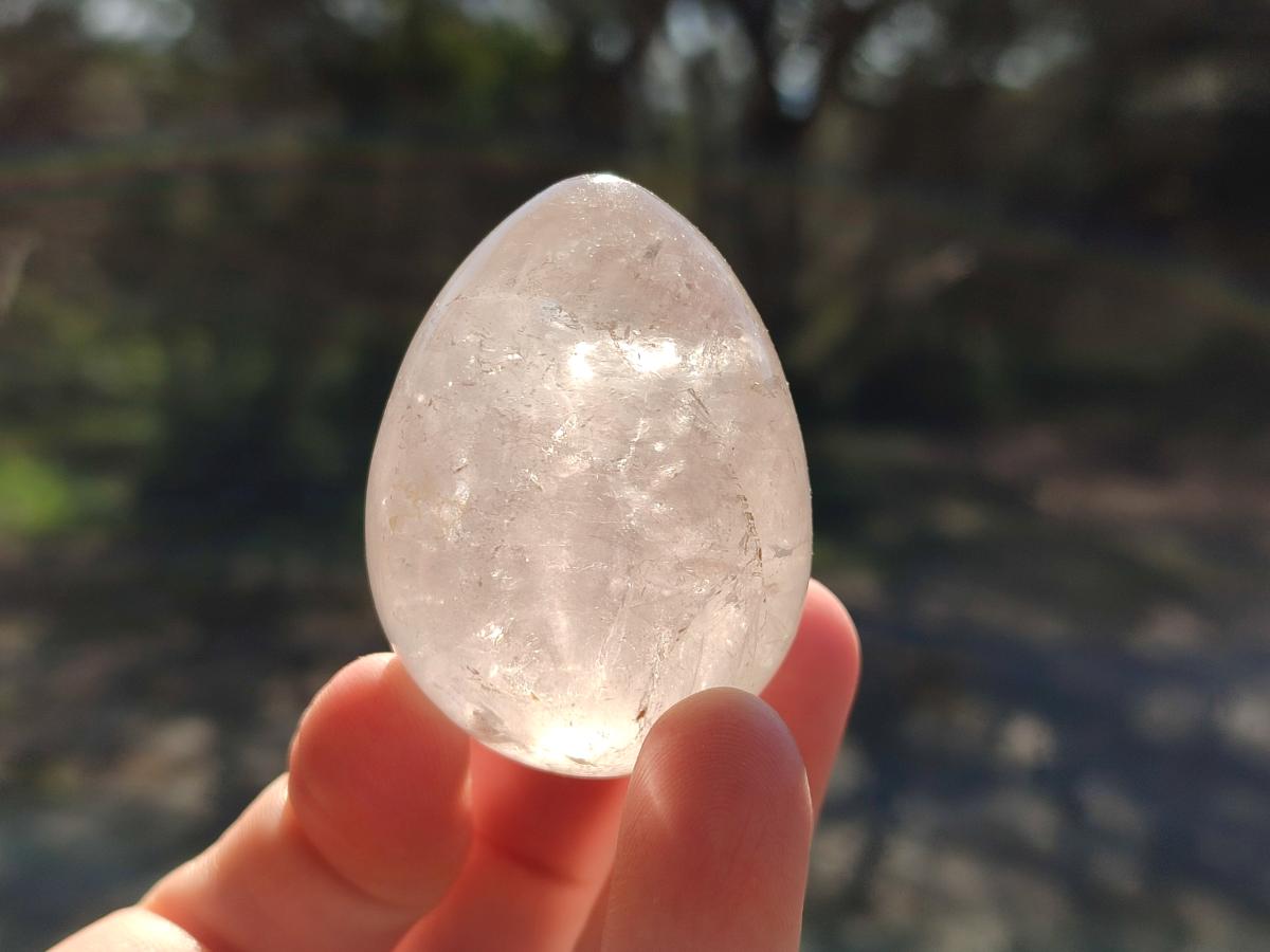 Polished Smokey Window Quartz Eggs x 12 From Madagascar - Toprock Gemstones and Minerals 