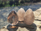 Polished Smokey Window Quartz Eggs x 12 From Madagascar - Toprock Gemstones and Minerals 
