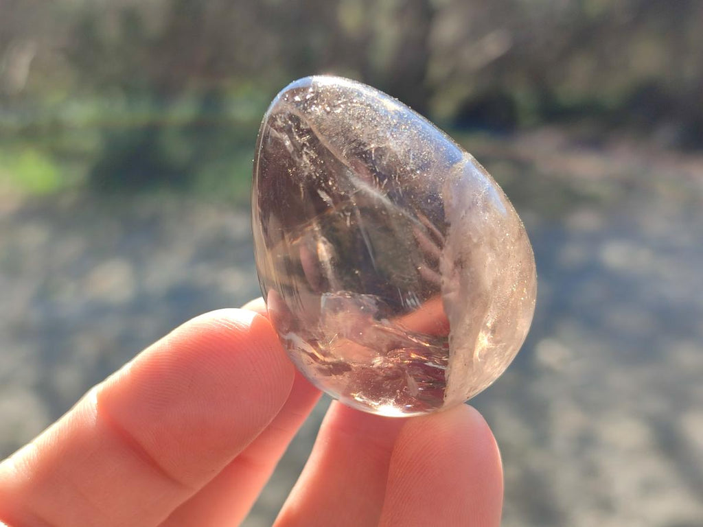 Polished Smokey Window Quartz Eggs x 12 From Madagascar - Toprock Gemstones and Minerals 