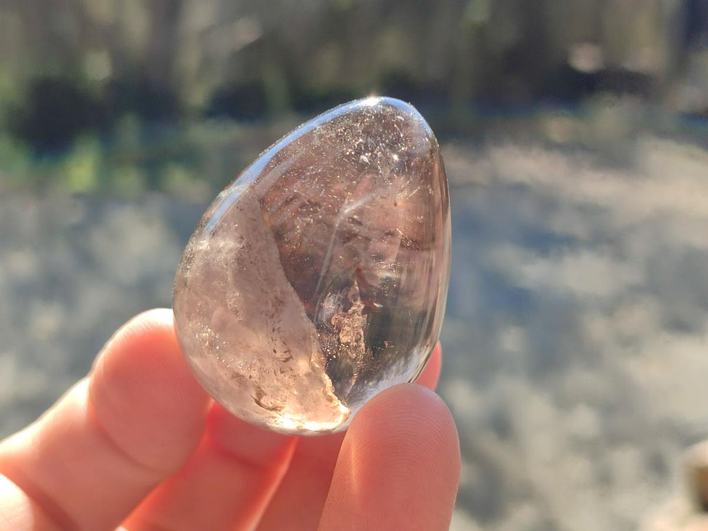 Polished Smokey Window Quartz Eggs x 12 From Madagascar - Toprock Gemstones and Minerals 