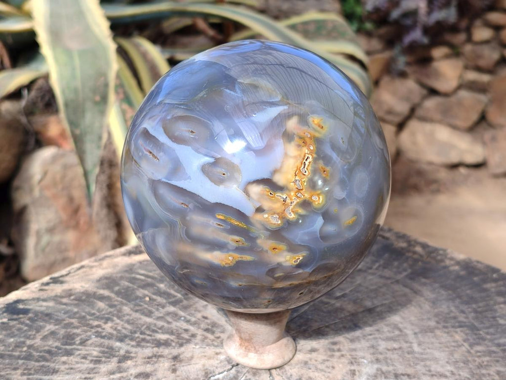 Polished XL Banded Agate Sphere x 1 From Madagascar - Toprock Gemstones and Minerals 