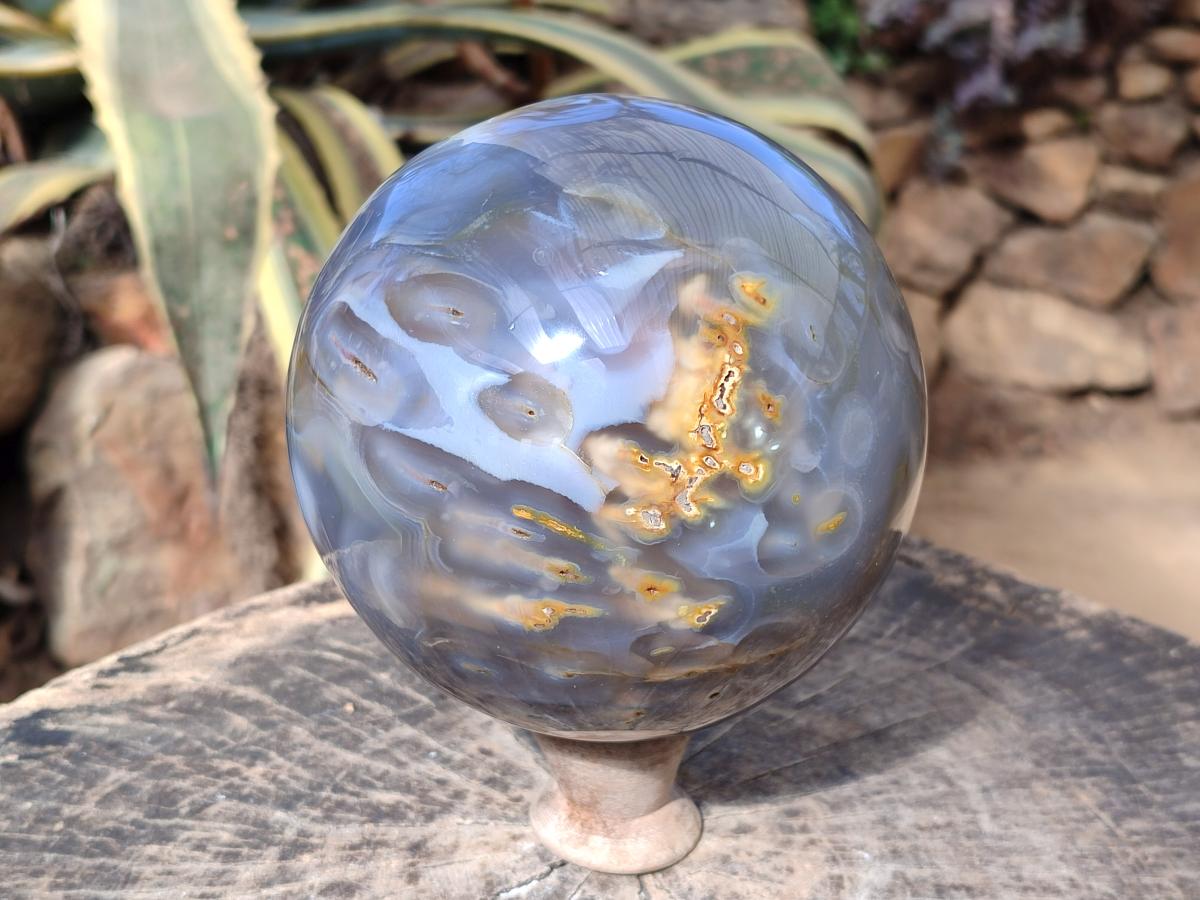 Polished XL Banded Agate Sphere x 1 From Madagascar - Toprock Gemstones and Minerals 