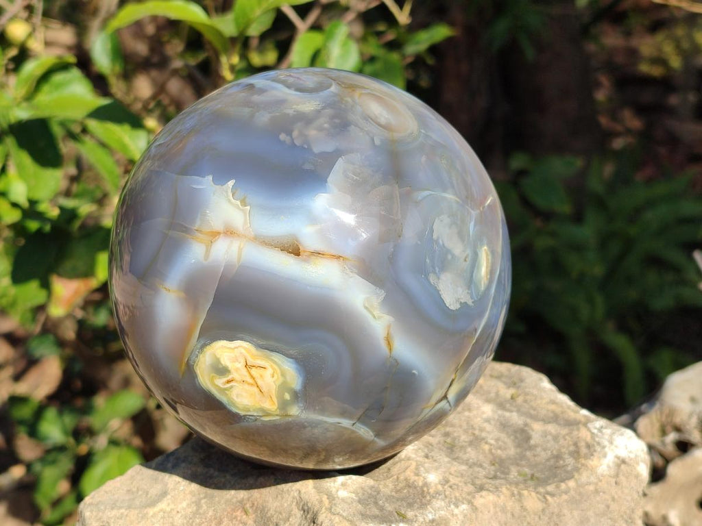 Polished XL Banded Agate Sphere x 1 From Madagascar - Toprock Gemstones and Minerals 