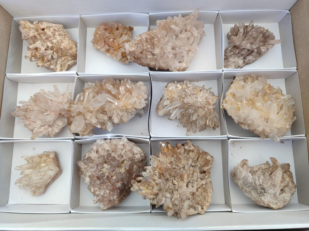 Natural Malagasy Quartz Clusters x 12 From Madagascar - Toprock Gemstones and Minerals 