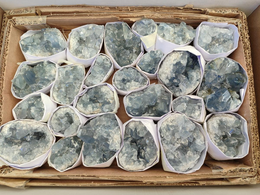 Natural Blue Celestite Specimens x 24 From Sakoany, Madagascar - Toprock Gemstones and Minerals 