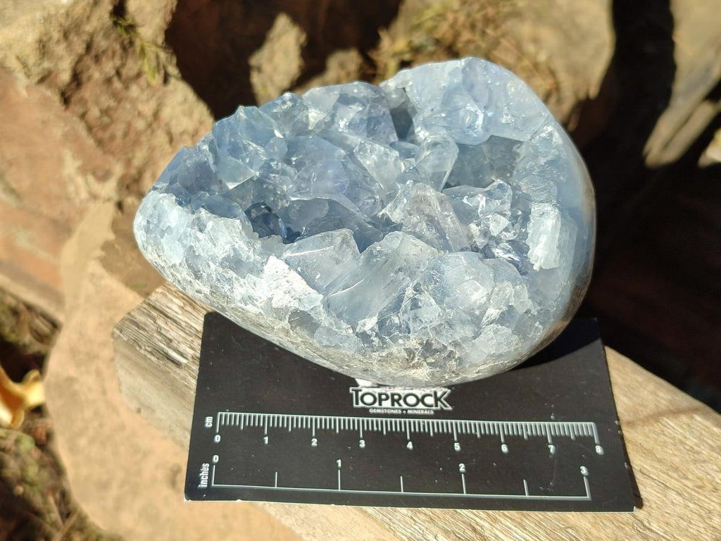 Polished and Natural Blue Celestite Eggs x 2 From Sakoany, Madagascar - Toprock Gemstones and Minerals 