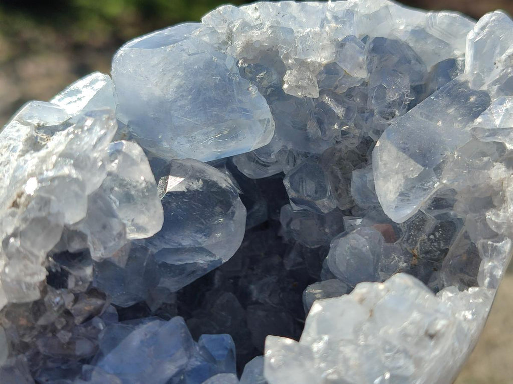 Polished and Natural Blue Celestite Eggs x 2 From Sakoany, Madagascar - Toprock Gemstones and Minerals 