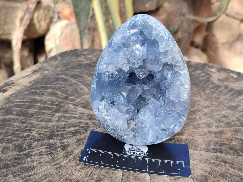 Polished and Natural Blue Celestite Eggs x 2 From Sakoany, Madagascar - Toprock Gemstones and Minerals 