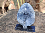 Polished and Natural Blue Celestite Eggs x 2 From Sakoany, Madagascar - Toprock Gemstones and Minerals 