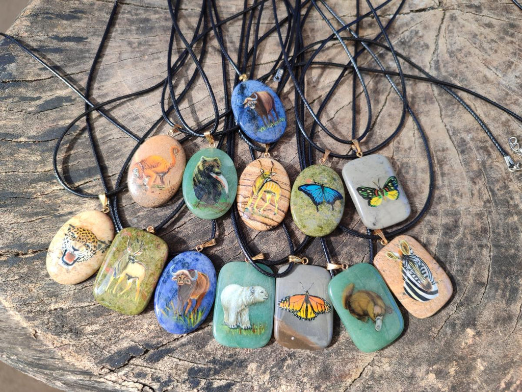 Polished Mixed Multi Mineral Hand Painted Necklaces x 18 From Madagascar - Toprock Gemstones and Minerals 