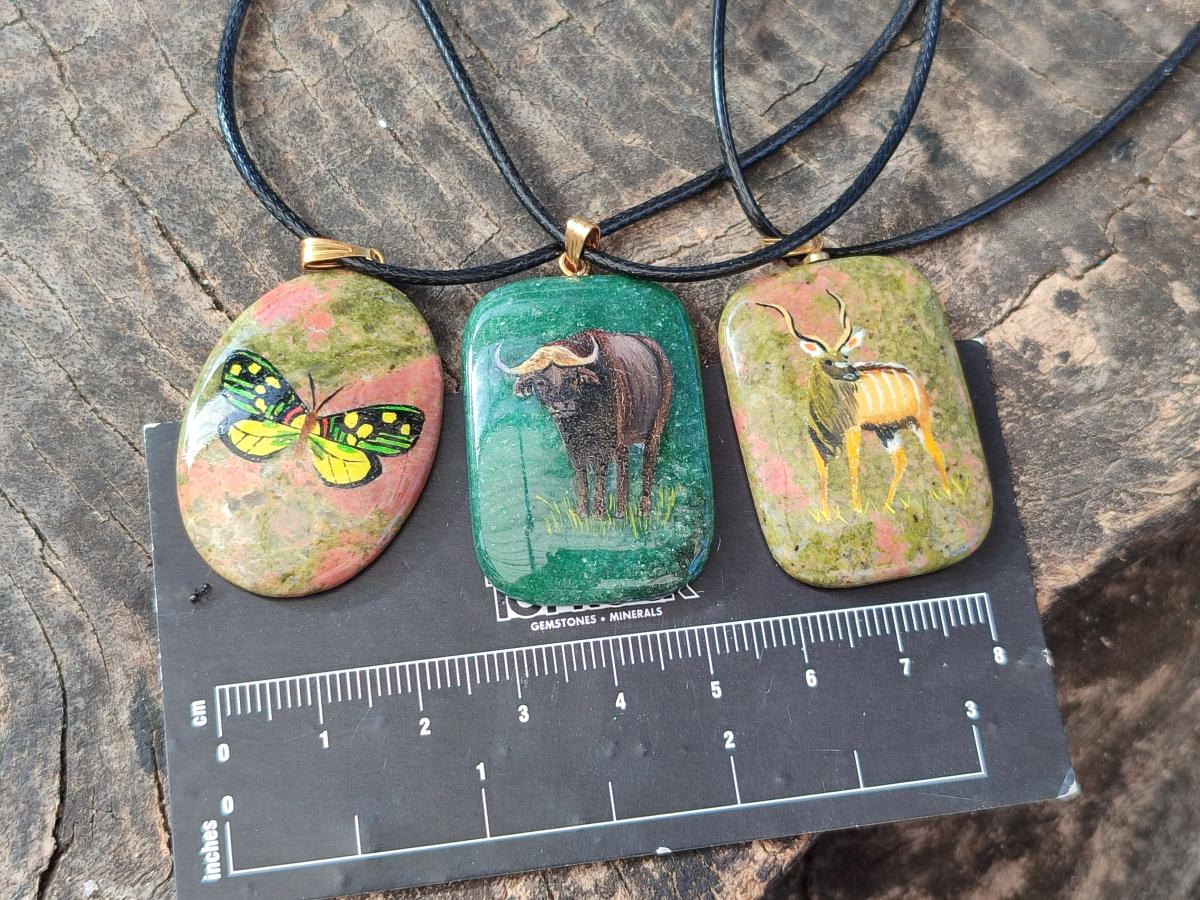 Polished Mixed Multi Mineral Hand Painted Necklaces x 18 From Madagascar - Toprock Gemstones and Minerals 