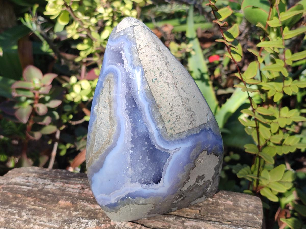 Polished and Natural Blue Lace Agate Standing Display Piece x 1 From Nsanje, Malawi - Toprock Gemstones and Minerals 