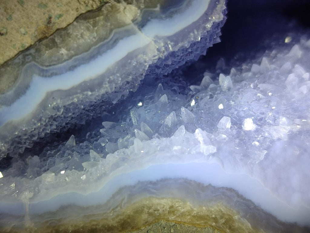 Polished and Natural Blue Lace Agate Standing Display Piece x 1 From Nsanje, Malawi - Toprock Gemstones and Minerals 