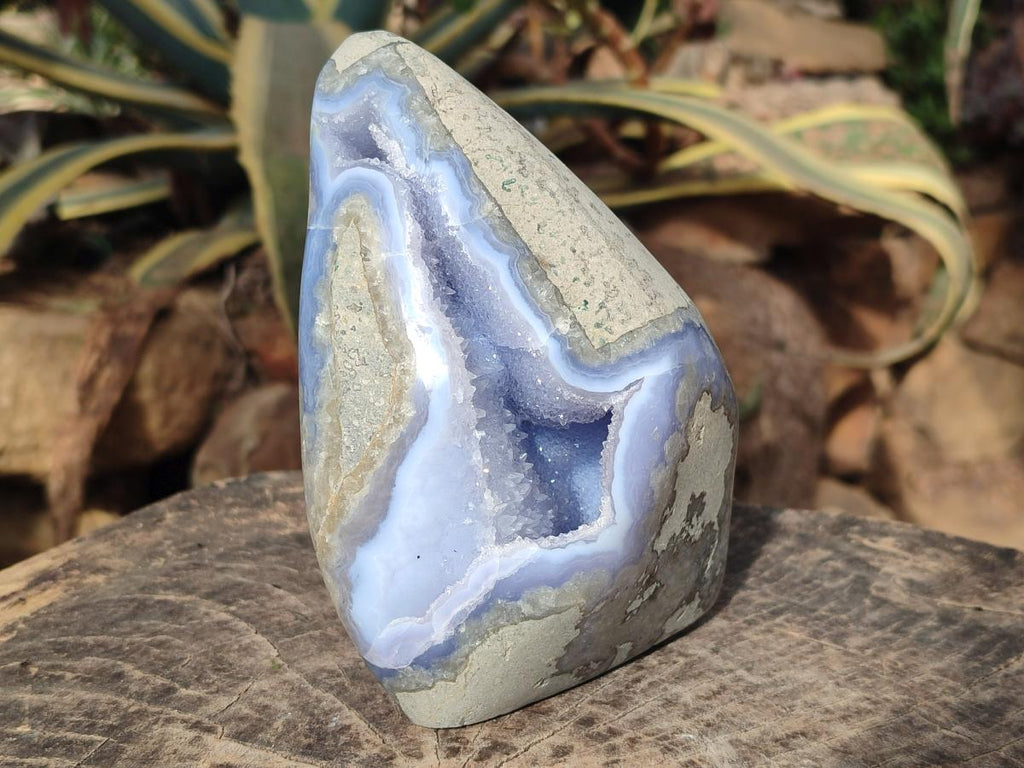 Polished and Natural Blue Lace Agate Standing Display Piece x 1 From Nsanje, Malawi - Toprock Gemstones and Minerals 