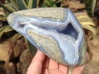 Polished and Natural Blue Lace Agate Standing Display Piece x 1 From Nsanje, Malawi - Toprock Gemstones and Minerals 
