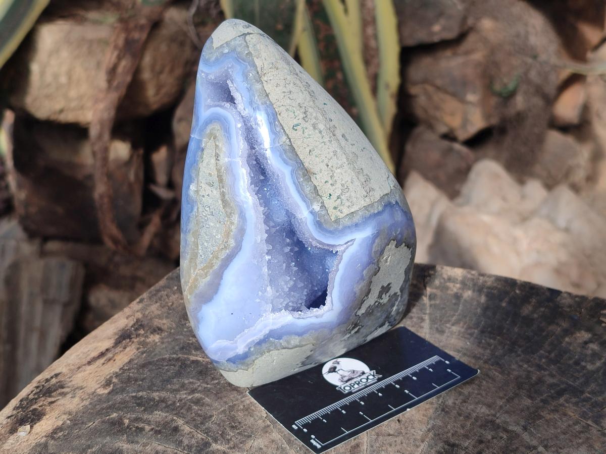 Polished and Natural Blue Lace Agate Standing Display Piece x 1 From Nsanje, Malawi - Toprock Gemstones and Minerals 