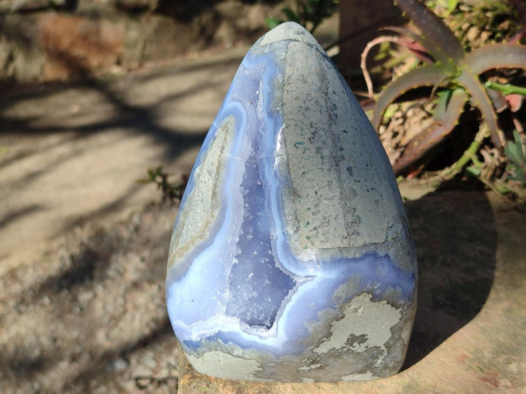 Polished and Natural Blue Lace Agate Standing Display Piece x 1 From Nsanje, Malawi - Toprock Gemstones and Minerals 