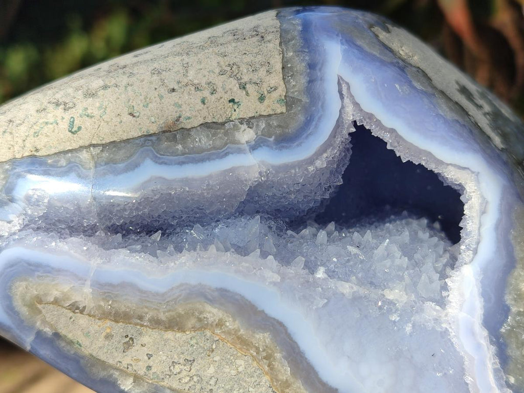 Polished and Natural Blue Lace Agate Standing Display Piece x 1 From Nsanje, Malawi - Toprock Gemstones and Minerals 