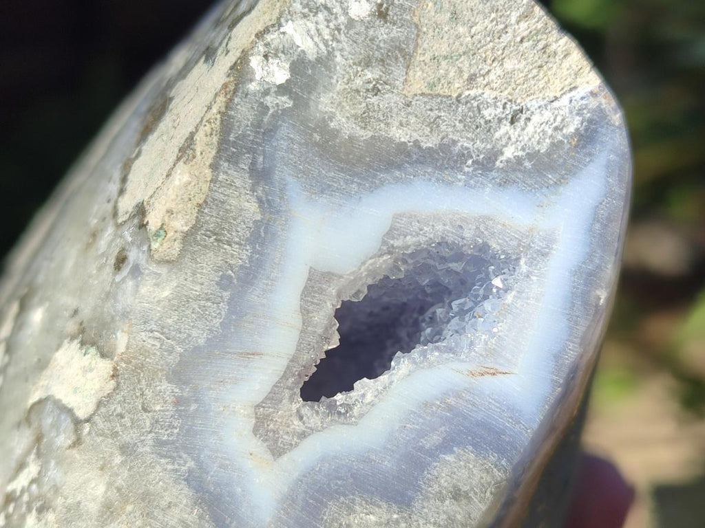 Polished and Natural Blue Lace Agate Standing Display Piece x 1 From Nsanje, Malawi - Toprock Gemstones and Minerals 
