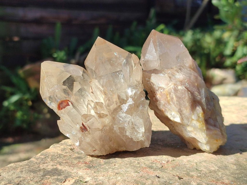 Natural Cascading Clear Smokey Citrine Crystal Quartz Clusters x 6 From Luena, Congo - Toprock Gemstones and Minerals 