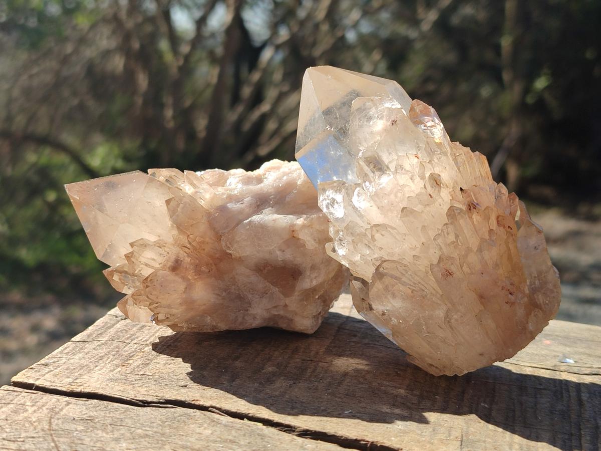 Natural Cascading Clear Smokey Citrine Crystal Quartz Clusters x 6 From Luena, Congo - Toprock Gemstones and Minerals 
