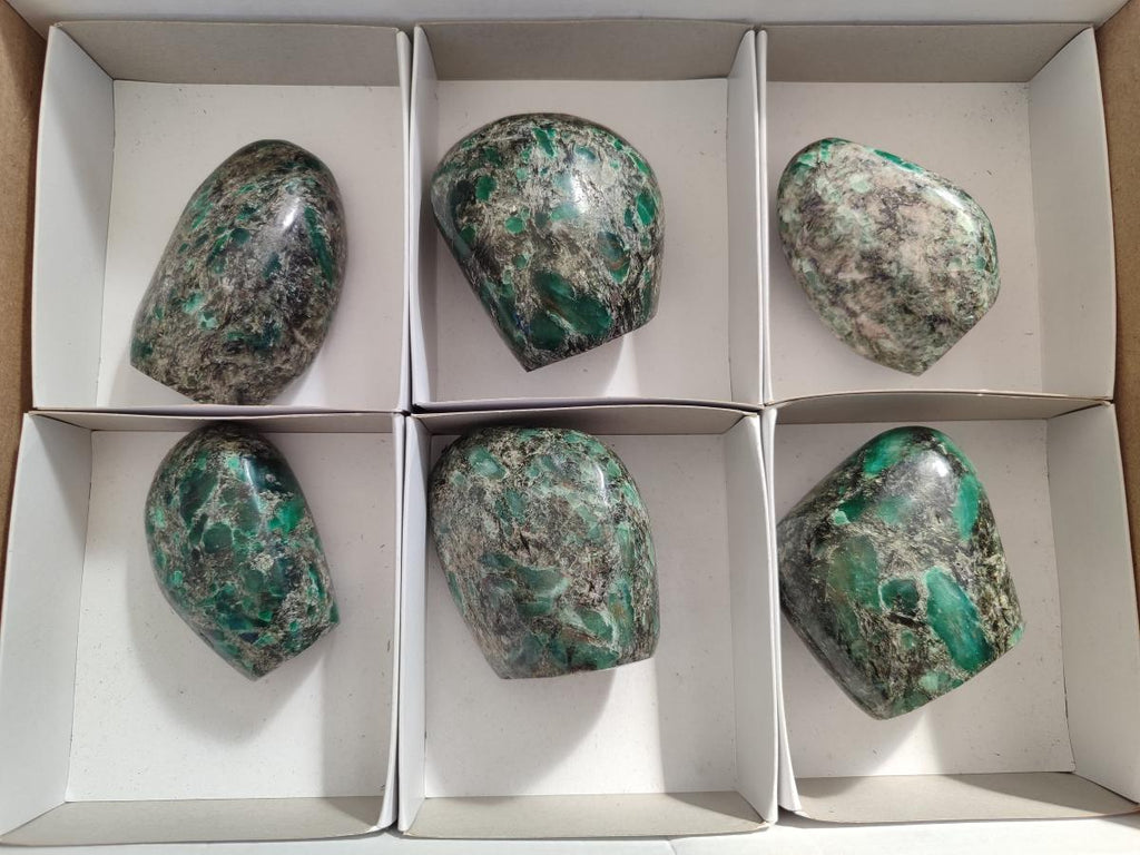 Polished Emerald Mica 'Mutokolite' Standing Display Pieces x 6 From Mutoko, Zimbabwe - Toprock Gemstones and Minerals 
