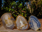 Polished Banded Agate Slices with Natural Edging x 6 From Madagascar - Toprock Gemstones and Minerals 