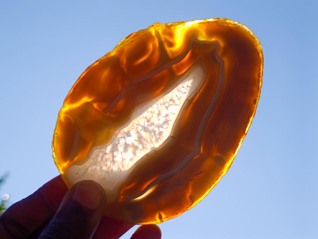 Polished Banded Agate Slices with Natural Edging x 6 From Madagascar - Toprock Gemstones and Minerals 