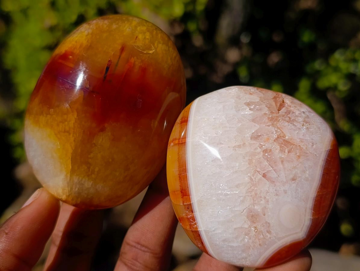 Polished And Natural Carnelian Agate Gemstone Galet x 14 From Madagascar - Toprock Gemstones and Minerals 