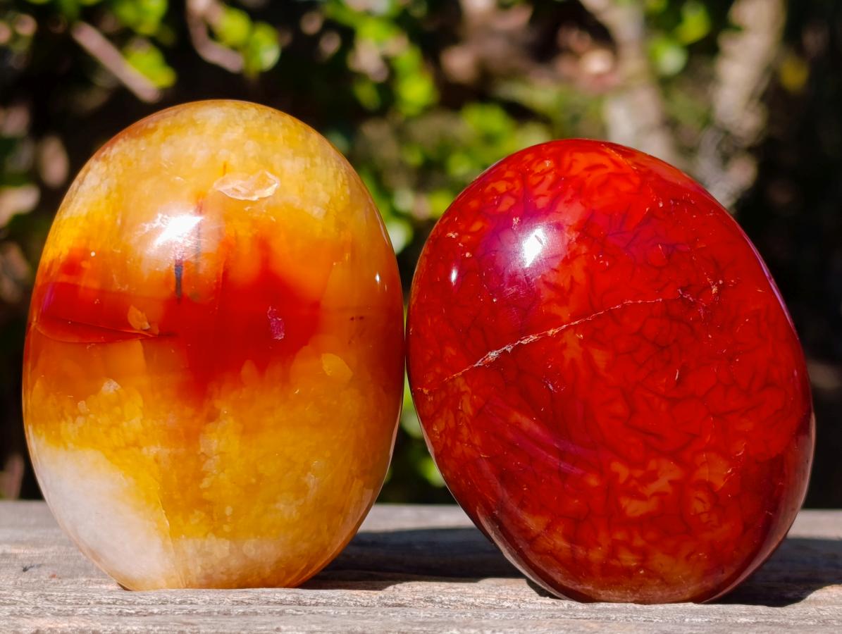 Polished And Natural Carnelian Agate Gemstone Galet x 14 From Madagascar - Toprock Gemstones and Minerals 