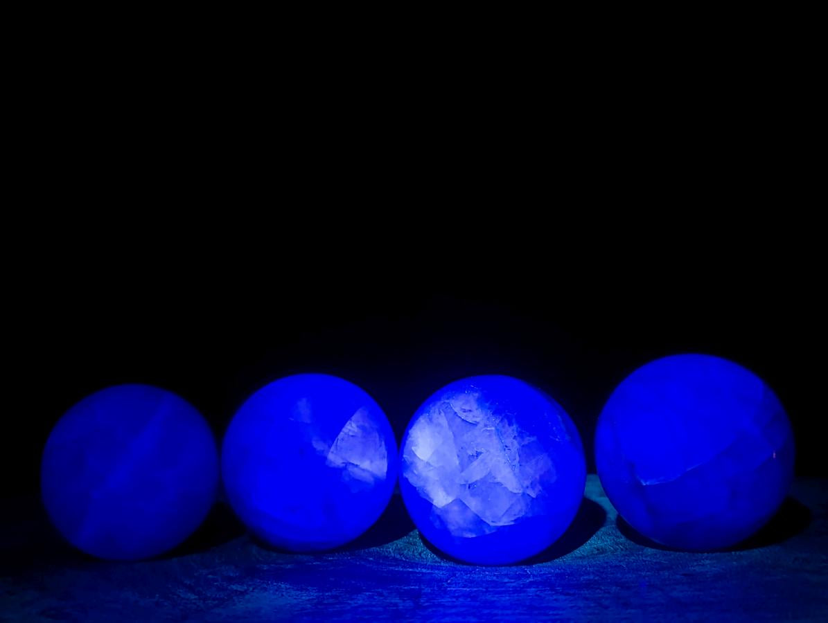 Polished Watermelon Fluorite Spheres x 4 From Uis, Namibia - Toprock Gemstones and Minerals 