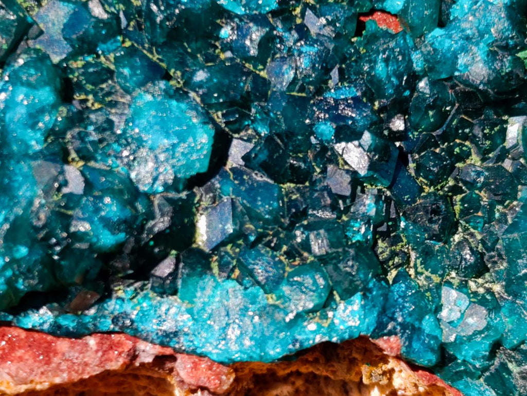 Natural Cabinet Size Dioptase on Red Dolomite Specimen x 1 From Mashamba East Mine, Congo - Toprock Gemstones and Minerals 