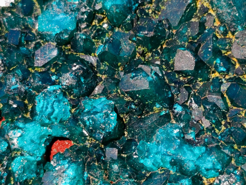 Natural Cabinet Size Dioptase on Red Dolomite Specimen x 1 From Mashamba East Mine, Congo - Toprock Gemstones and Minerals 