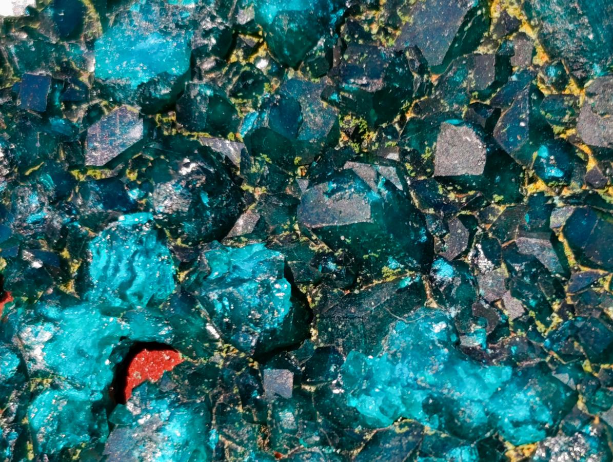 Natural Cabinet Size Dioptase on Red Dolomite Specimen x 1 From Mashamba East Mine, Congo - Toprock Gemstones and Minerals 