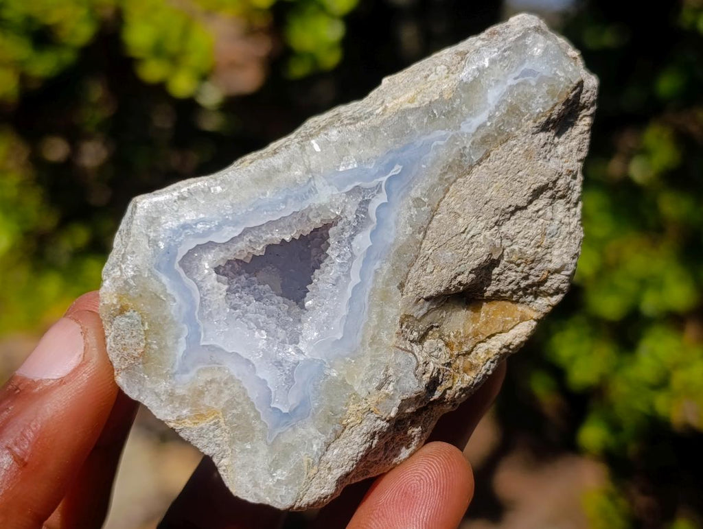 Polished One Side Blue Lace Agate Geodes x 12 From Nsanje, Malawi - Toprock Gemstones and Minerals 