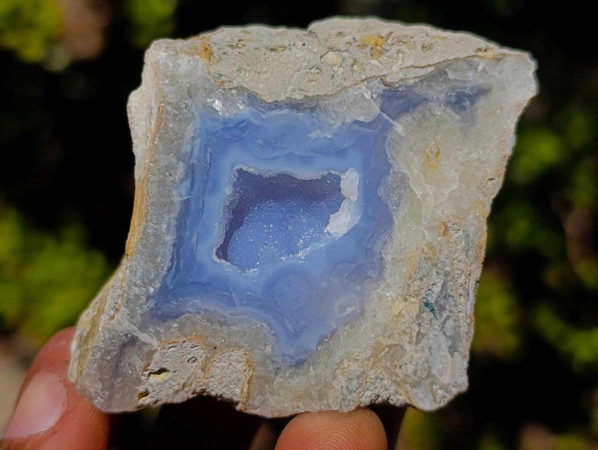 Polished One Side Blue Lace Agate Geodes x 12 From Nsanje, Malawi - Toprock Gemstones and Minerals 
