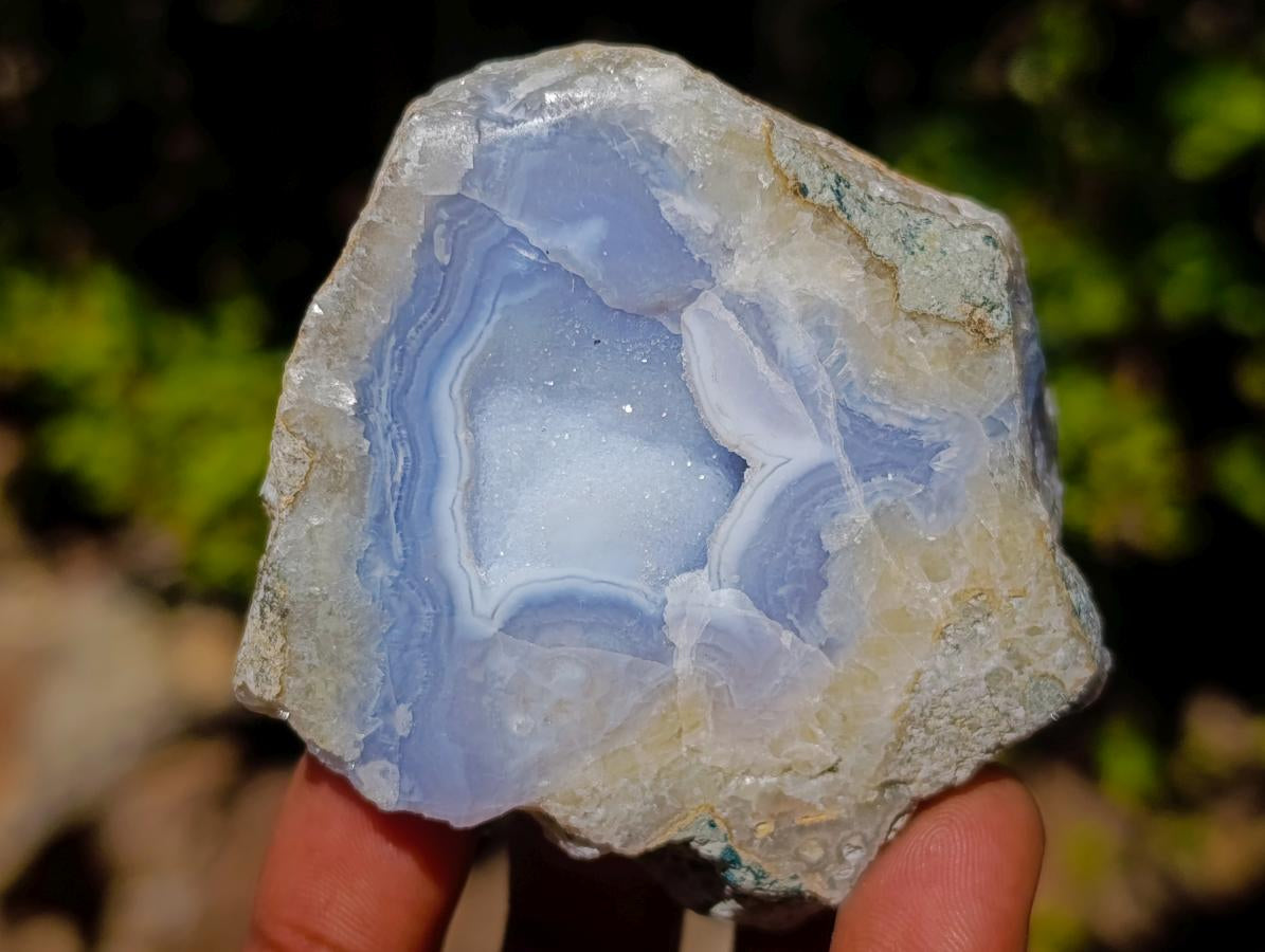 Polished One Side Blue Lace Agate Geodes x 12 From Nsanje, Malawi - Toprock Gemstones and Minerals 