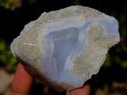 Polished One Side Blue Lace Agate Geodes x 12 From Nsanje, Malawi - Toprock Gemstones and Minerals 