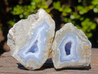 Polished One Side Blue Lace Agate Geodes x 12 From Nsanje, Malawi - Toprock Gemstones and Minerals 