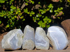 Polished One Side Blue Lace Agate Geodes x 12 From Nsanje, Malawi - Toprock Gemstones and Minerals 