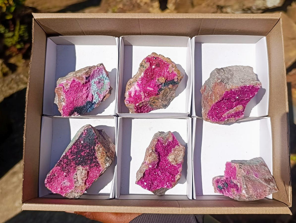 Natural Salrose Cobaltoan Dolomite Specimens with Chrysocolla and Heterogenite x 6 From Kakanda, Congo - Toprock Gemstones and Minerals 
