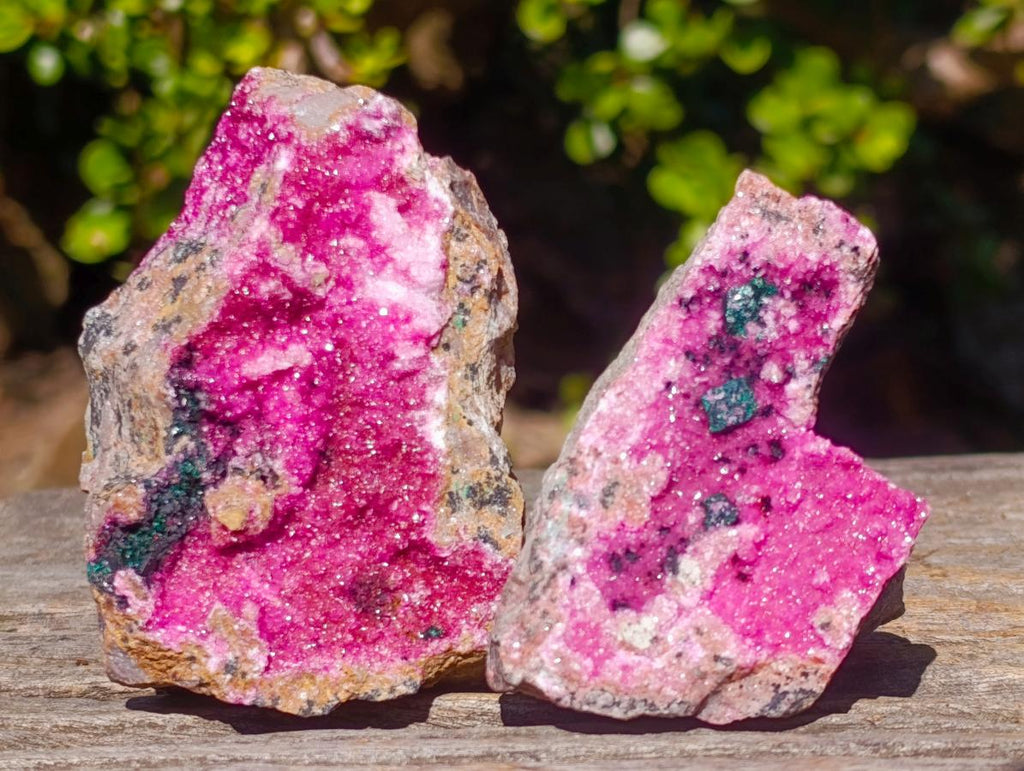 Natural Salrose Cobaltoan Dolomite Specimens with Chrysocolla and Heterogenite x 6 From Kakanda, Congo - Toprock Gemstones and Minerals 