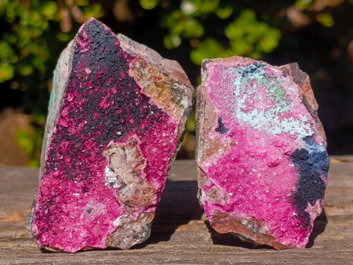Natural Salrose Cobaltoan Dolomite Specimens with Chrysocolla and Heterogenite x 6 From Kakanda, Congo - Toprock Gemstones and Minerals 