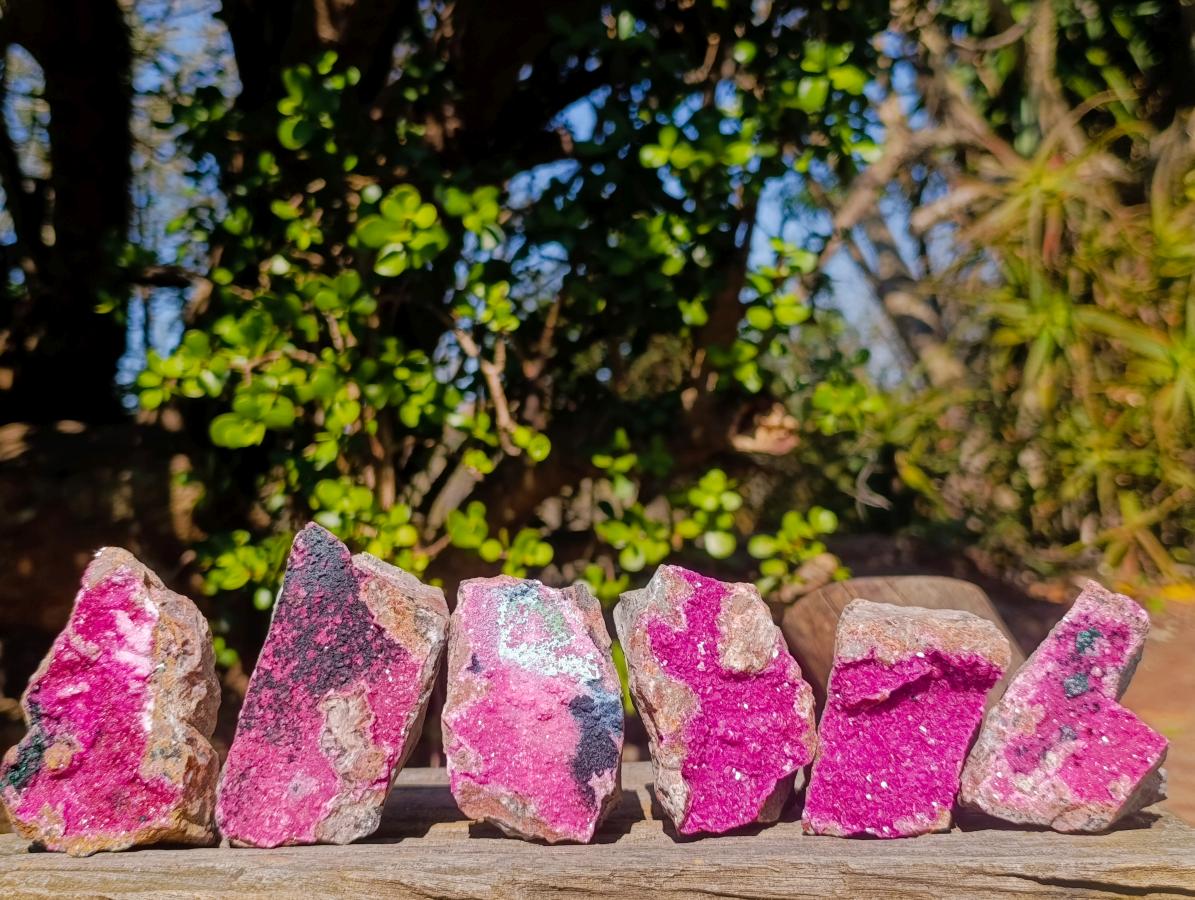 Natural Salrose Cobaltoan Dolomite Specimens with Chrysocolla and Heterogenite x 6 From Kakanda, Congo - Toprock Gemstones and Minerals 