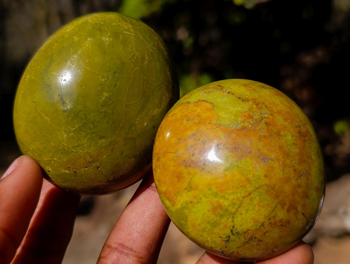Polished Green Opal Palm Stones x 12 From Betroka, Madagascar - Toprock Gemstones and Minerals 