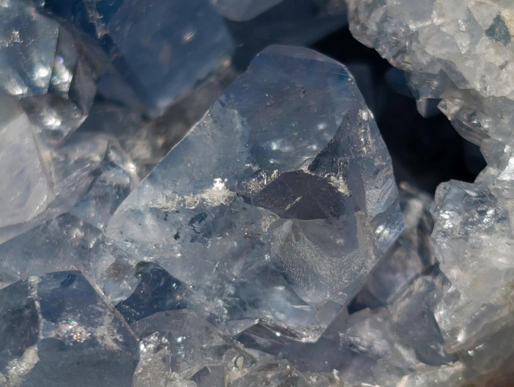 Polished and Natural Blue Celestite Eggs x 6 From Sakoany, Madagascar - Toprock Gemstones and Minerals 