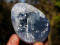Polished and Natural Blue Celestite Eggs x 6 From Sakoany, Madagascar - Toprock Gemstones and Minerals 