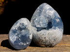 Polished and Natural Blue Celestite Eggs x 6 From Sakoany, Madagascar - Toprock Gemstones and Minerals 
